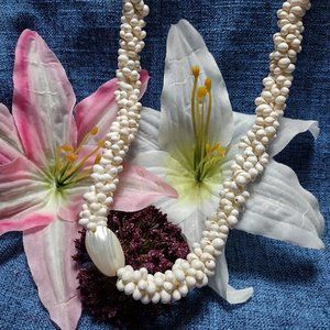 White Triple Strand Shell Necklace